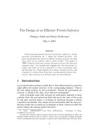 The Design of an Efficient Private Industry